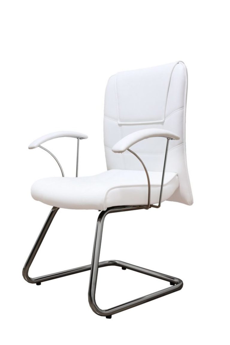 Cadeira Interlocutor com Braço fixo na cor Branca para Médicos – Design Office Móveis
