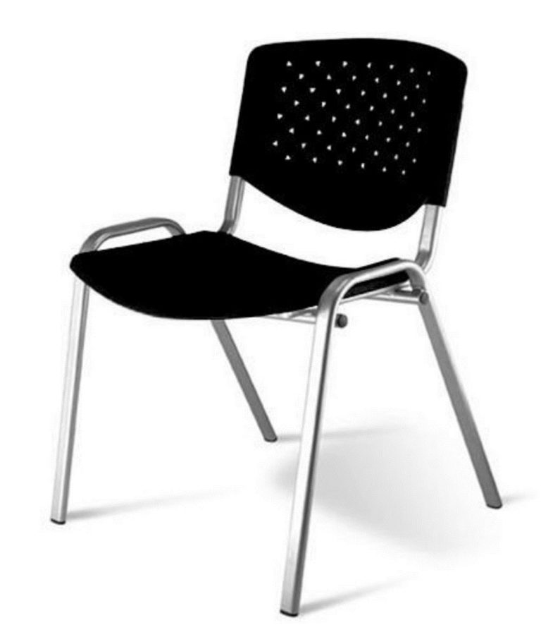 Cadeira de Plástico em Polipropileno ISO para Igrejas na Cor Preto – Design Office Móveis