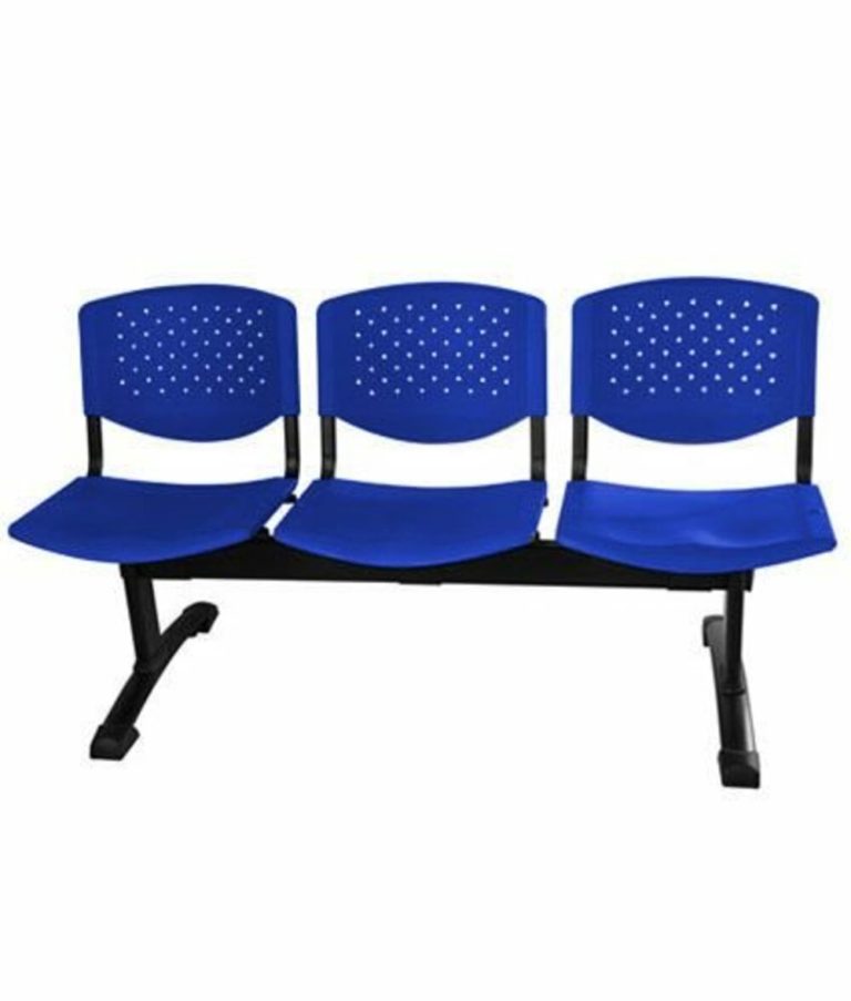 03 Cadeiras em Longarina para Igrejas na Cor Azul – Design Office Móveis