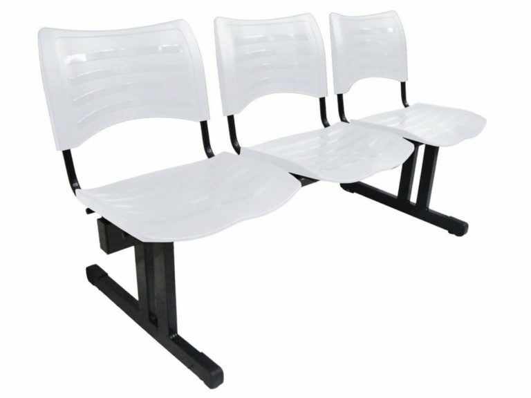 Cadeira ISO de Plástico em longarina c/ 03 lugares para igrejas Branco – Design Office Móveis