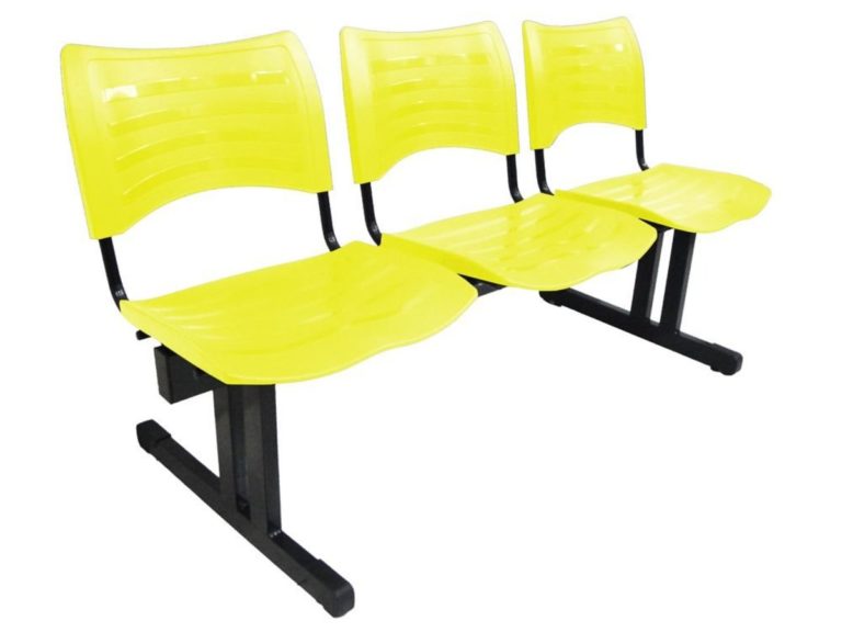 Cadeira ISO de Plástico em longarina c/ 03 lugares p/ igrejas laranja – Design Office Móveis