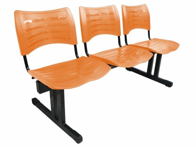 Cadeira ISO de Plástico em longarina c/ 3 lugares para igrejas Laranja – Design Office Móveis