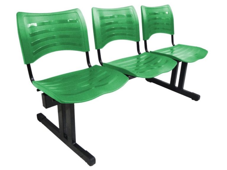 Cadeira ISO de Plástico em longarina com 03 lugares para igrejas Verde – Design Office Móveis