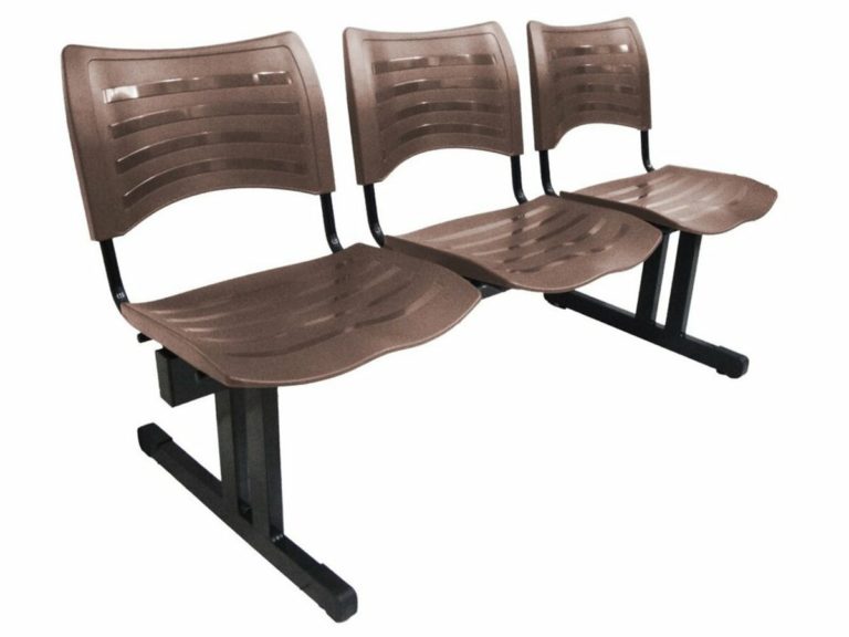 Cadeira ISO de Plástico em longarina c/ 03 lugares para igrejas Marrom – Design Office Móveis