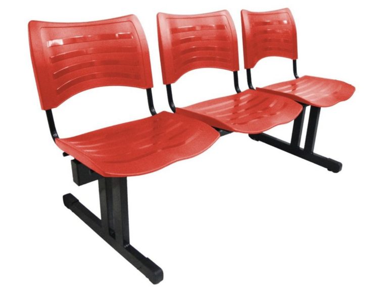 Cadeira ISO de Plástico em longarina c/3 lugares para igrejas Vermelho – Design Office Móveis