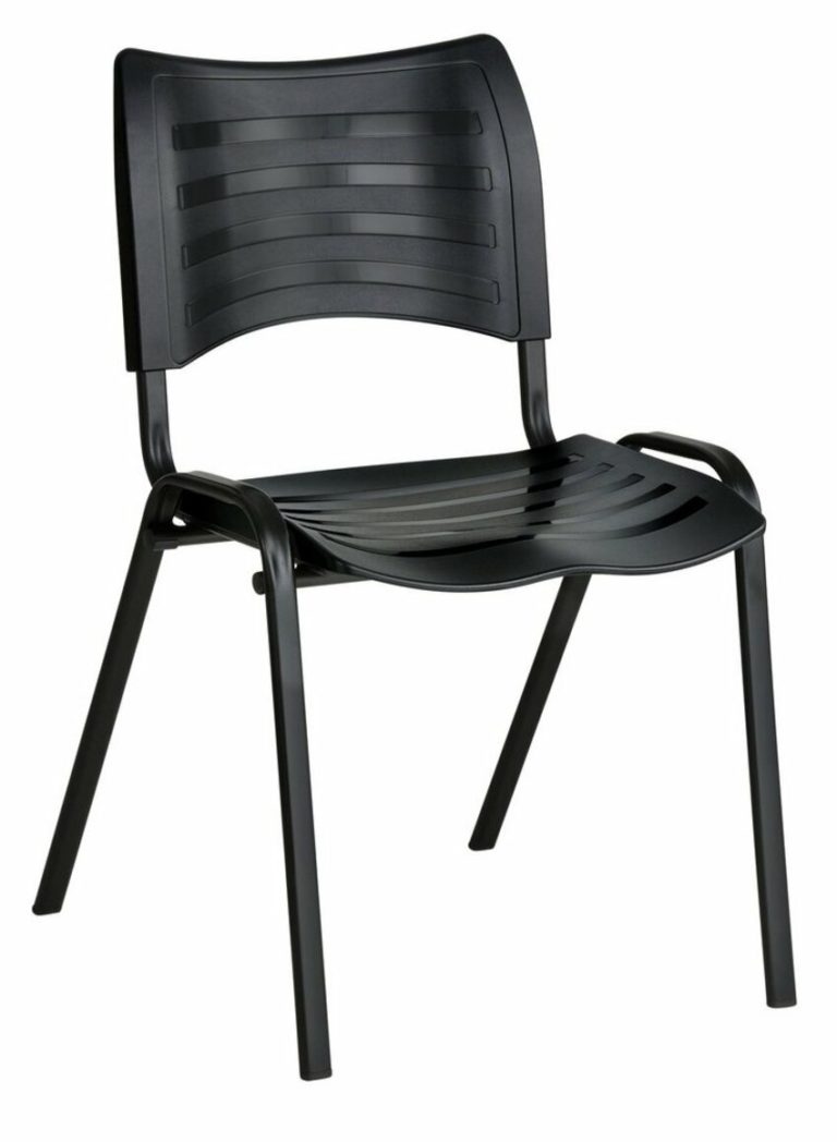 Cadeira ISO de Plástico para Igreja Bola de Neve na Cor Preto – Design Office Móveis