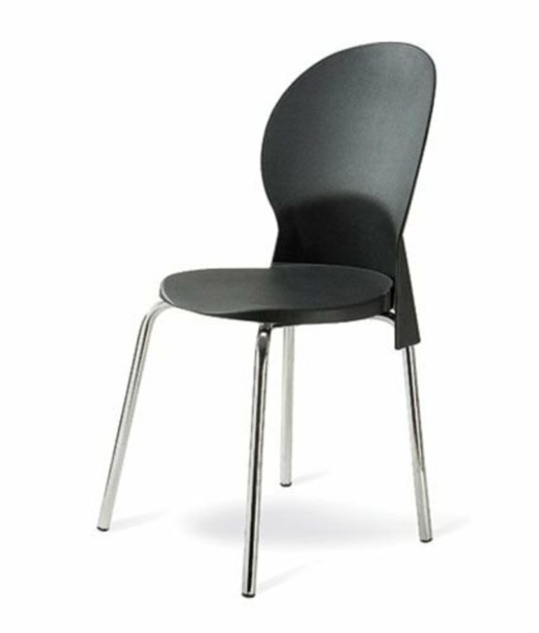 Cadeira de Plástico em Polipropileno para Sorveterias na cor Preta – Design Office Móveis