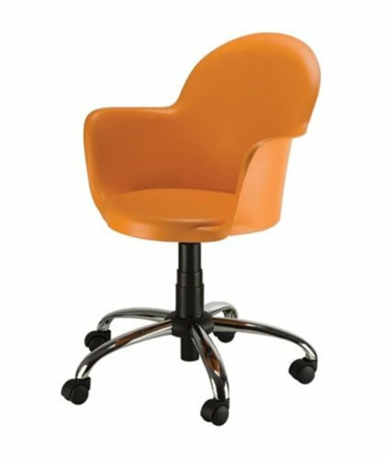 Cadeira de Plástico em Polipropileno Giratória cor Laranja – Design Office Móveis