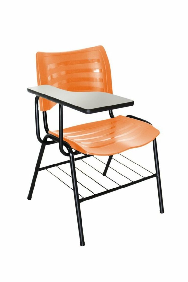 Cadeira ISO de Plástico com prancheta para Escolinhas na cor Laranja – Design Office Móveis