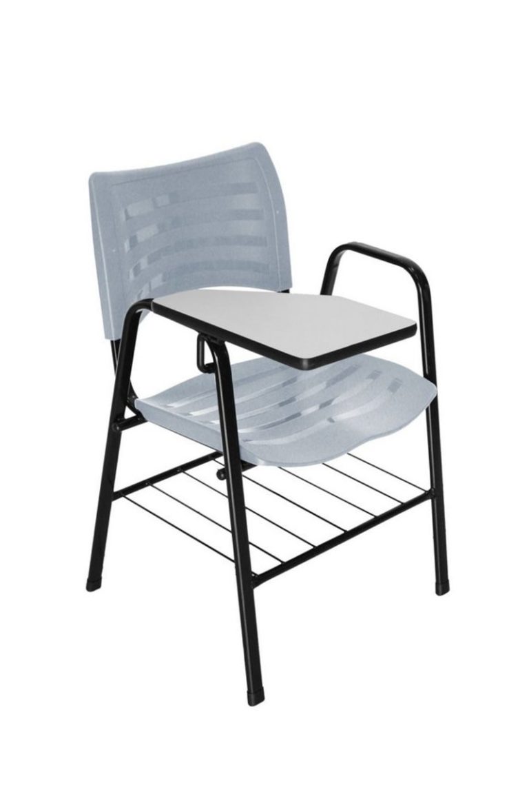 Cadeira ISO de Plástico com prancheta para Cursos na cor Cinza – Design Office Móveis