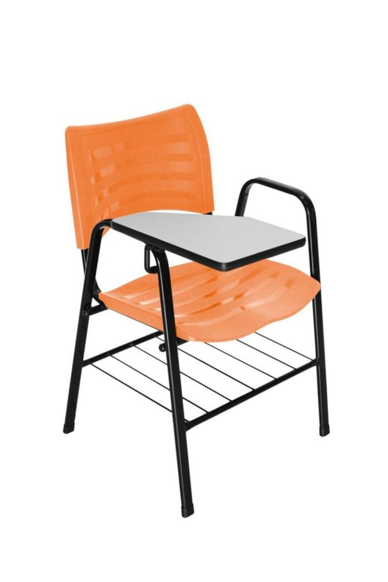 Cadeira ISO de Plástico com prancheta para Auto Escolas na cor Laranja