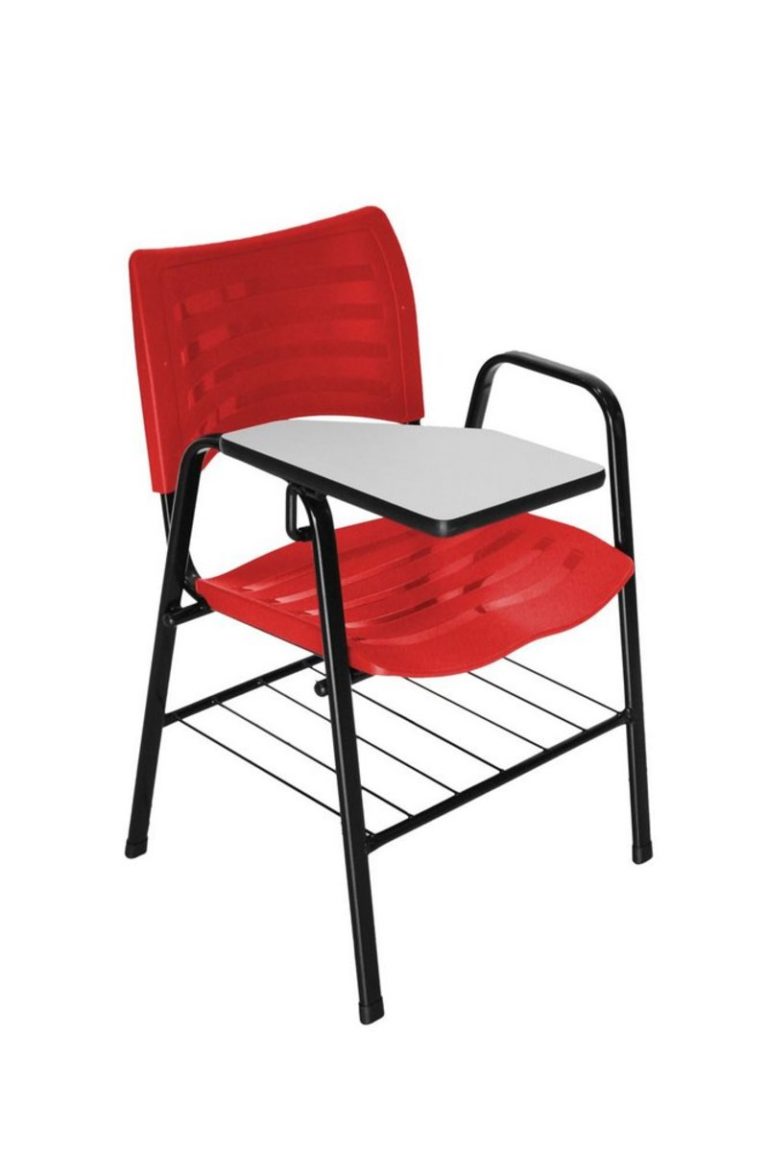 Cadeira ISO de Plástico com prancheta para Microlins na cor Vermelha – Design Office Móveis