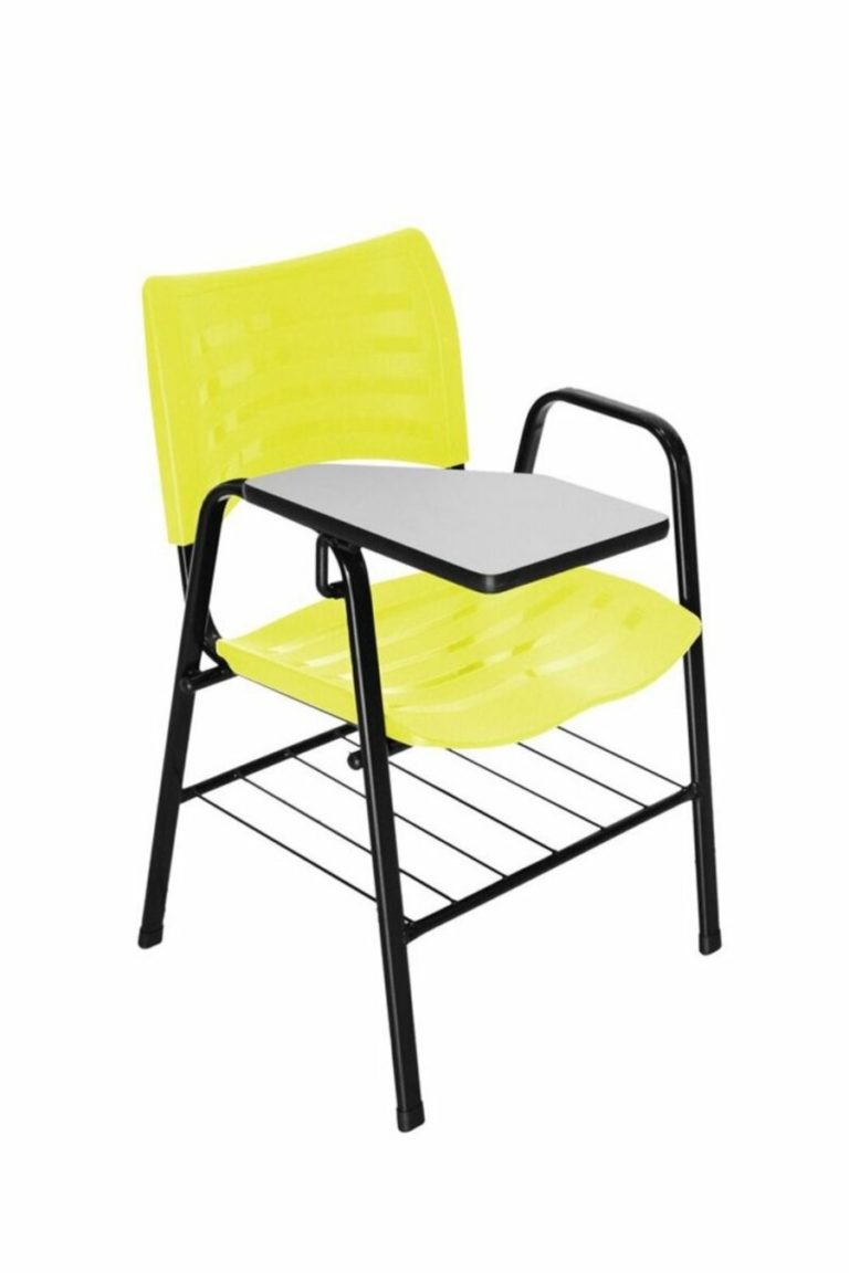 Cadeira ISO de Plástico com prancheta para Faculdades na cor Amarela – Design Office Móveis